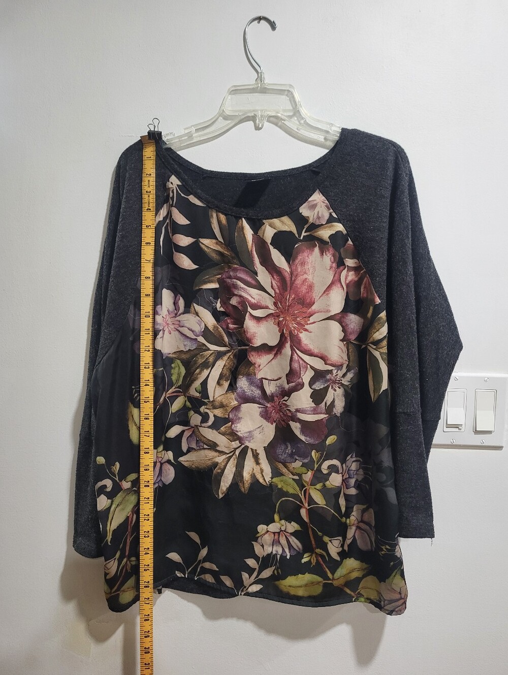 Bobeau Floral Mixed Media Knit Top | Women's Long Sleeve | Made in USA
